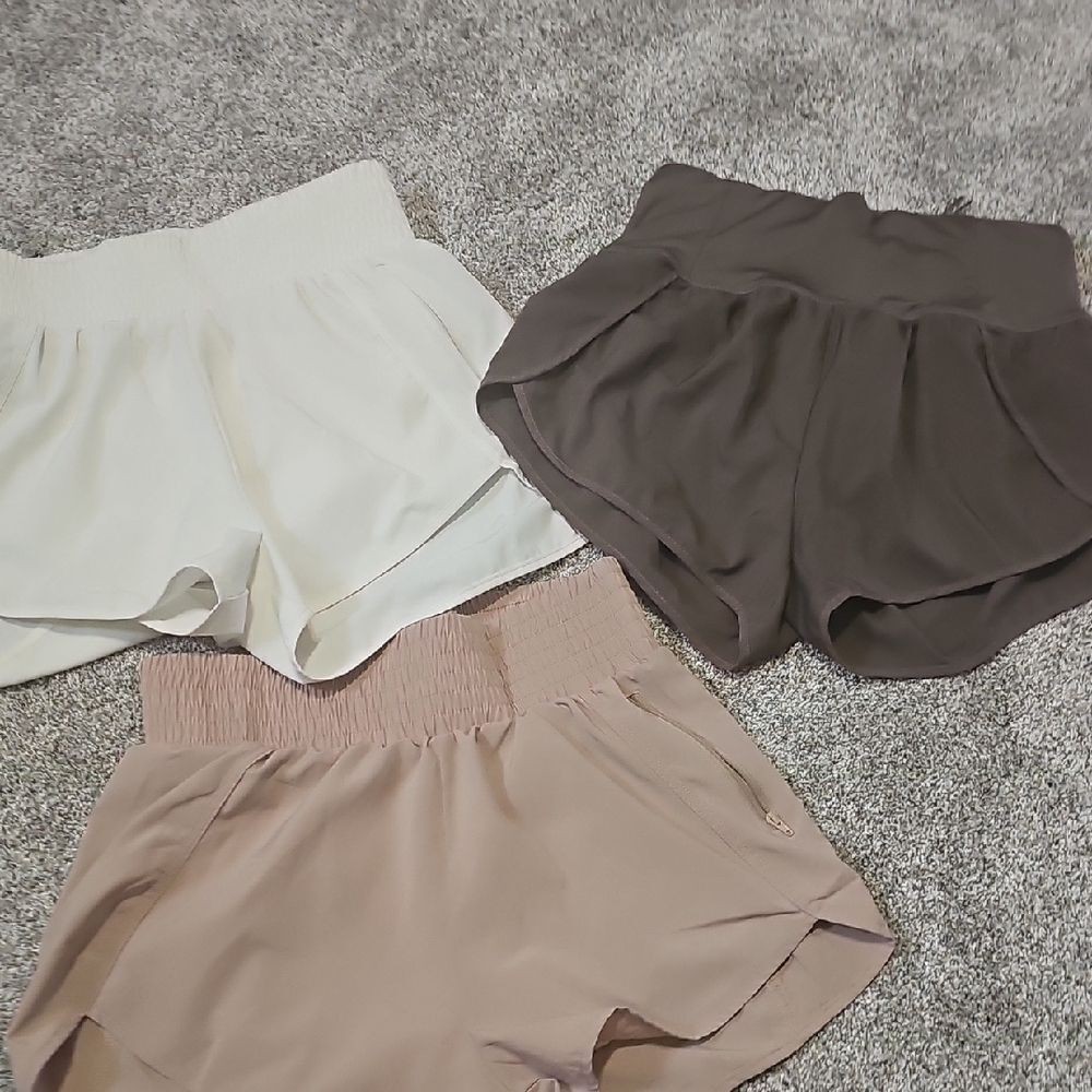 Women's High-Waisted Shorts - White, Brown, and Tan